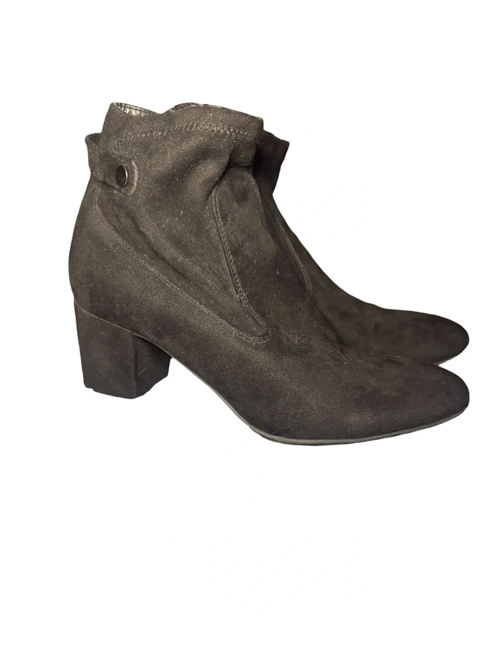 Franco Sarto Black Suede Block Heel Ankle Boots